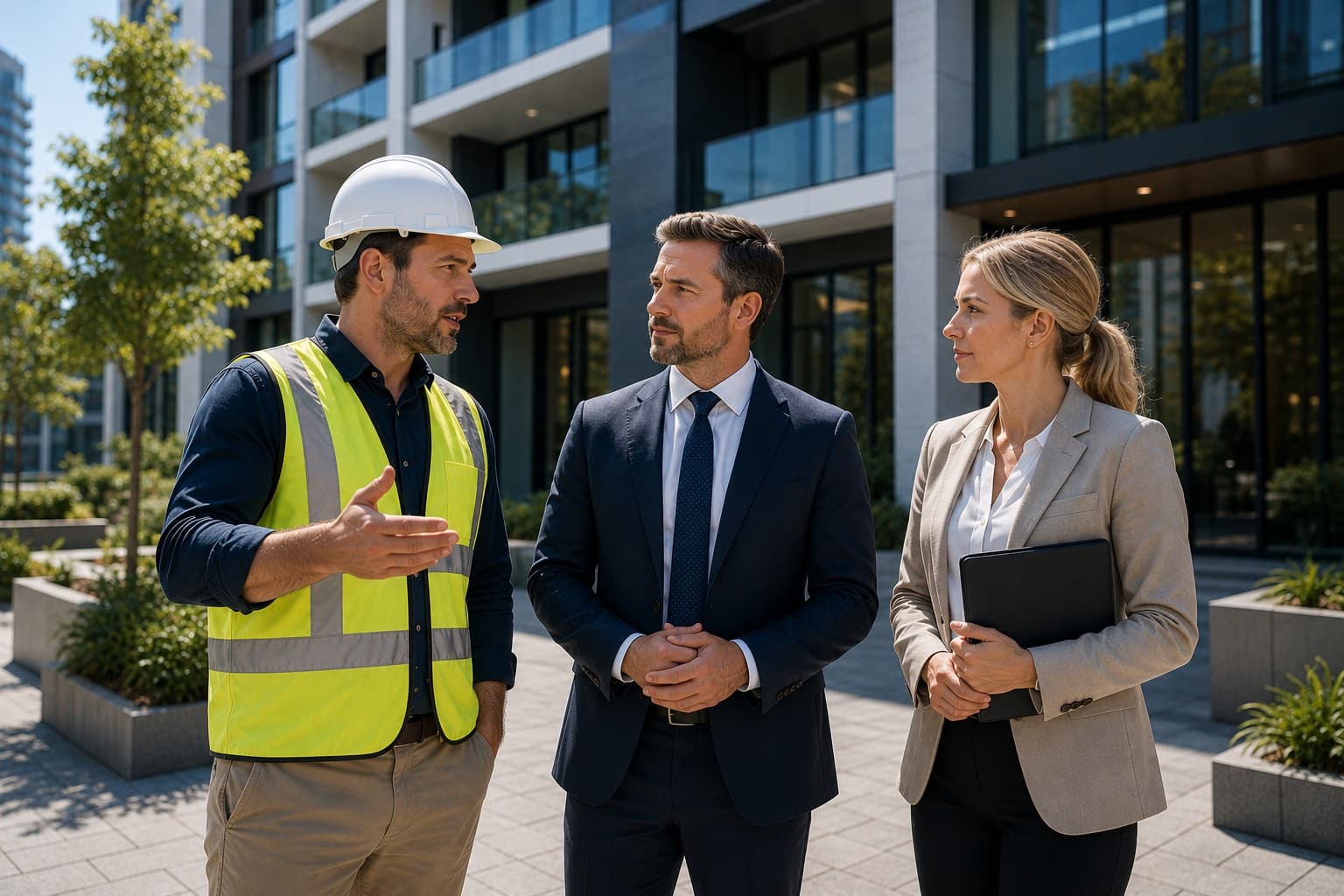 EBS Consultants meeting with clients to discuss building compliance requirements